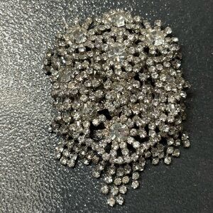 Elegant Silver Crystal Starburst Brooch